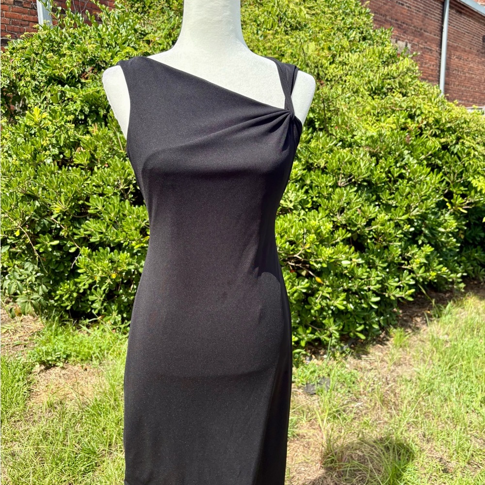 David Meister Black One-Shoulder Cocktail Dress | Size 2